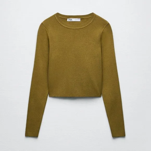 Zara Basic Ribbed Knit Crop Top - S - Picture 2 of 4